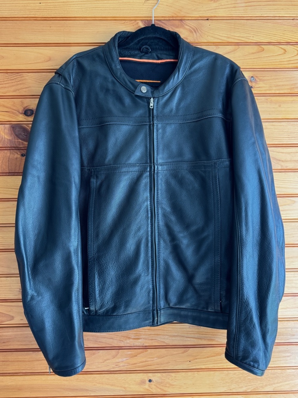 First Manufacturing M260 Leather Jacket XL Black Cowhide Scooter Moto Zip Front